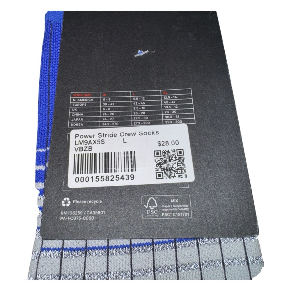 Lululemon Men’s Power Stride Crew Socks Size Large 9.5-12 VBZB - Picture 3 of 4